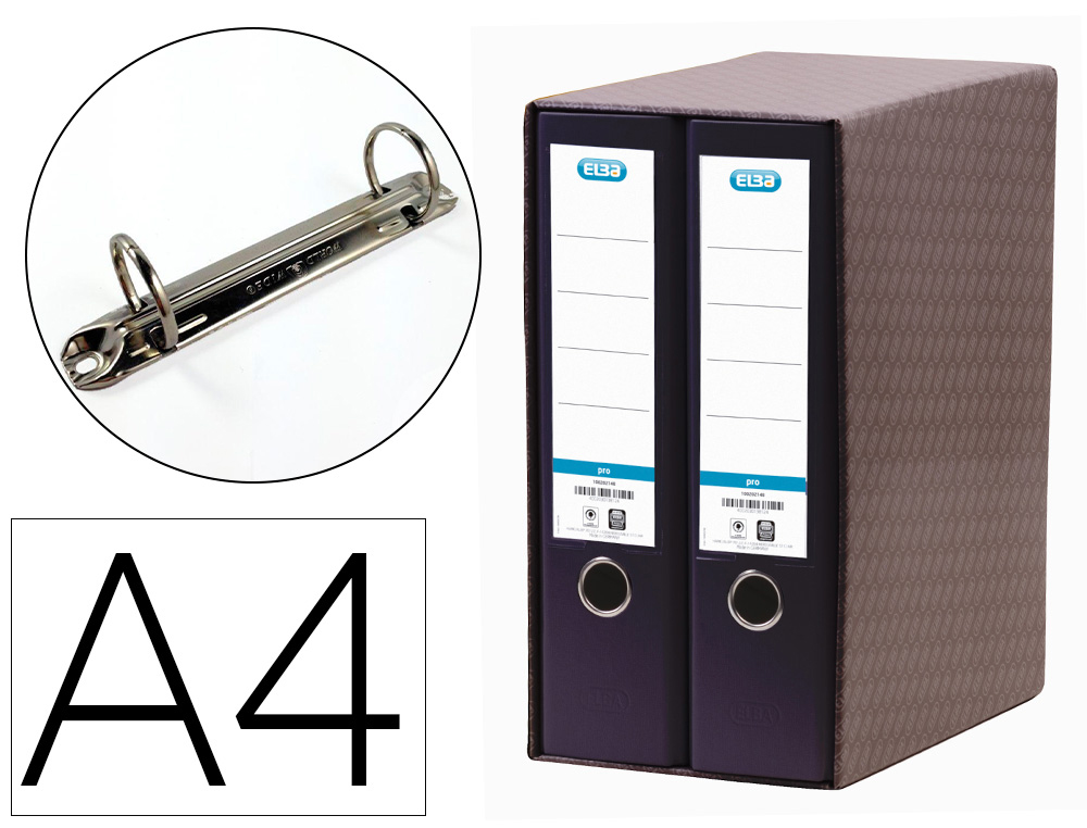 MODULO ELBA 2 PASTA DE ARQUIVO DE ALAVANCA DIN A4 COM RADO 2 ANEIS PRETO LOMBADA DE 80 MM