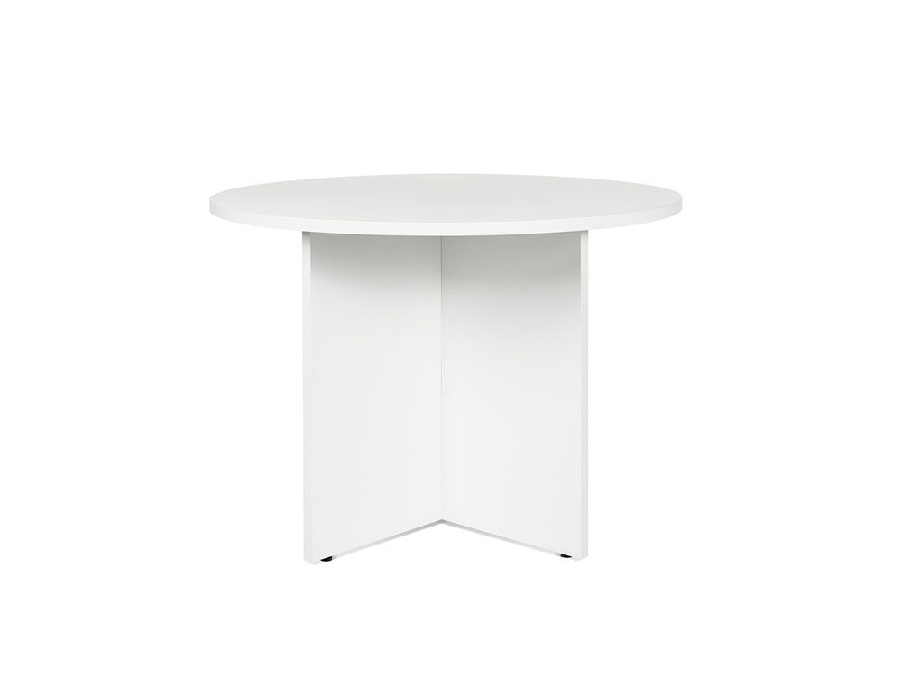 MESA DE REUNIAO ROCADA MEETING 3005AW04 ESTRUTURA EM MADEIRA BRANCO ALUMINIO TABULEIRO BRANCO 100 CM DIAMETRO