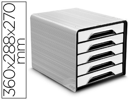 BLOCOS CLASSIFICADORES DE SECRETARIA CEP 5 GAVETAS BRANCO/PRETO 360X288X270 MM