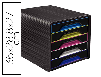 BLOCOS CLASSIFICADORES DE SECRETARIA CEP 5 GAVETAS PREOT/MULTICOLOR 360X288X270 MM