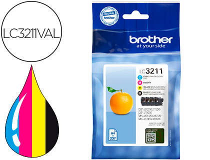TINTEIRO BROTHER LC3211 DCP-J572 / DCP-J772 / DCP-J774 / MFC-J890 / MFC-J895 PACK 4 AMARELO