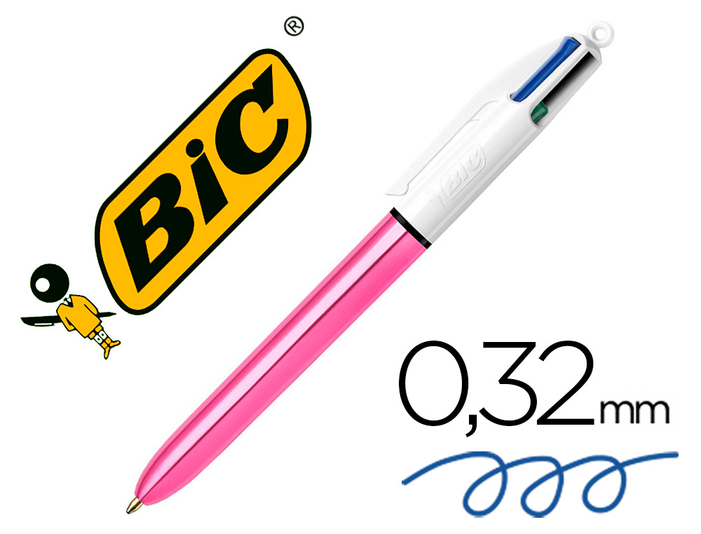 ESFEROGRAFICA BIC QUATRO CORES SHINE ROSA PONTA DE 1 MM