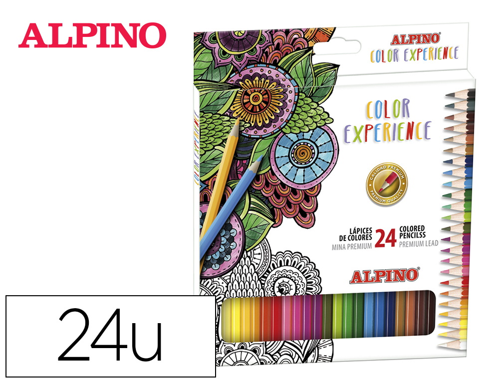 LAPIS DE COR ALPINO EXPERIENCE MINA PREMIUM 3,3 MM CAIXA DE CARTAO DE 24 UNIDADES CORES SORTIDAS