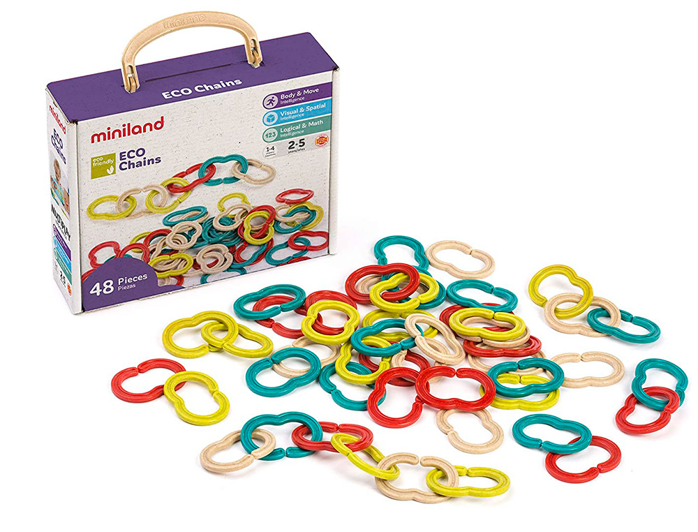 JOGO MINILAND CONJUNTO DE ELOS 48 PECAS MATERIAL ECO FRIENDLY 240X190X80 MM