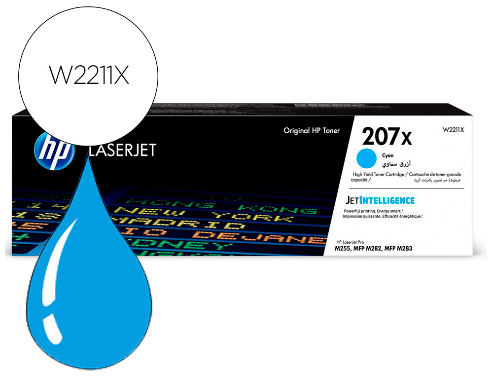 TONER HP 207X COLOR LASERJET PRO M282NW / M283FDN / M283FDW CIAN 2.450 PAGINAS