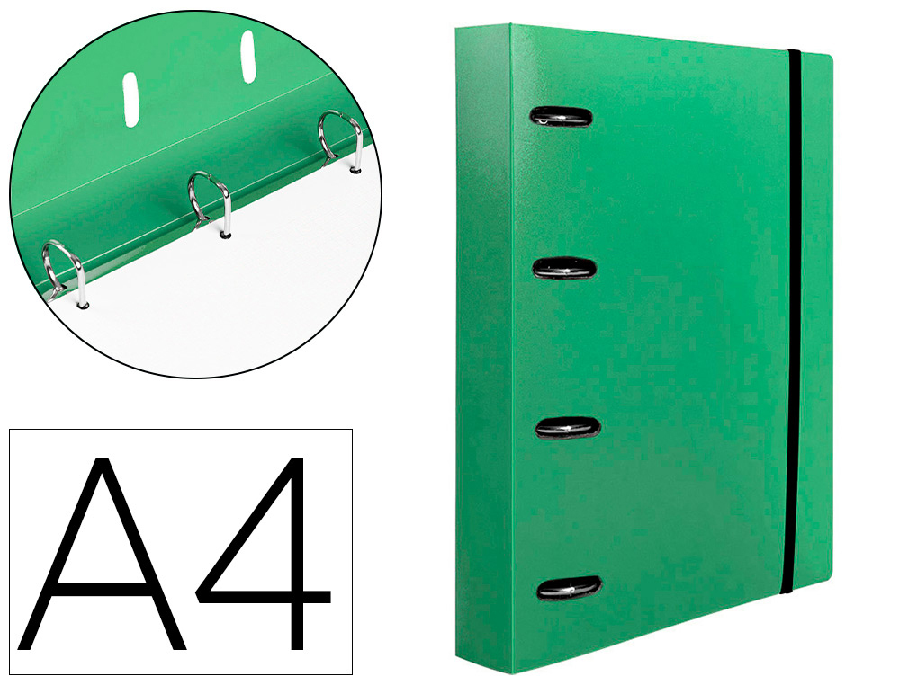 PASTA LIDERPAPEL COM RECARGA POLIPROPILENO DIN A4 4 ANEIS 40MM QUADRICULA 5MM VERDE TRANSLUCIDO