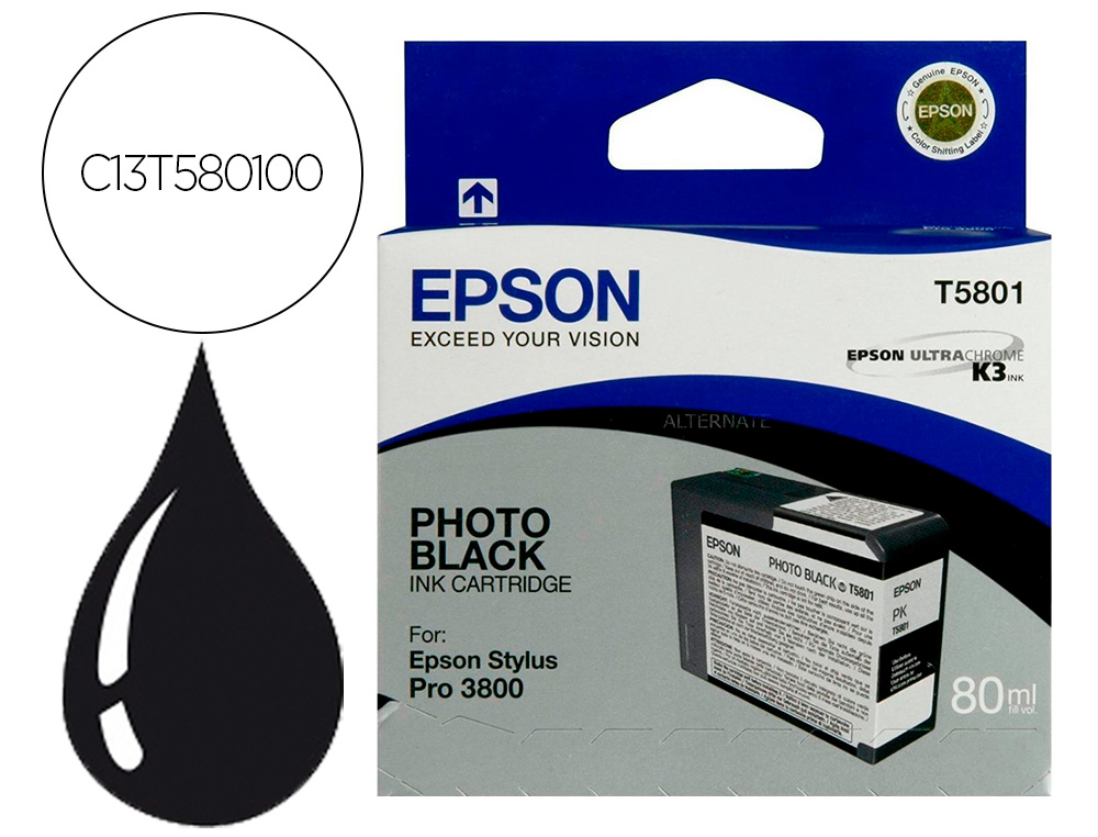 TINTEIRO EPSON STYLUS PRO-3800/3880 PRETO PHOTO (80ML)