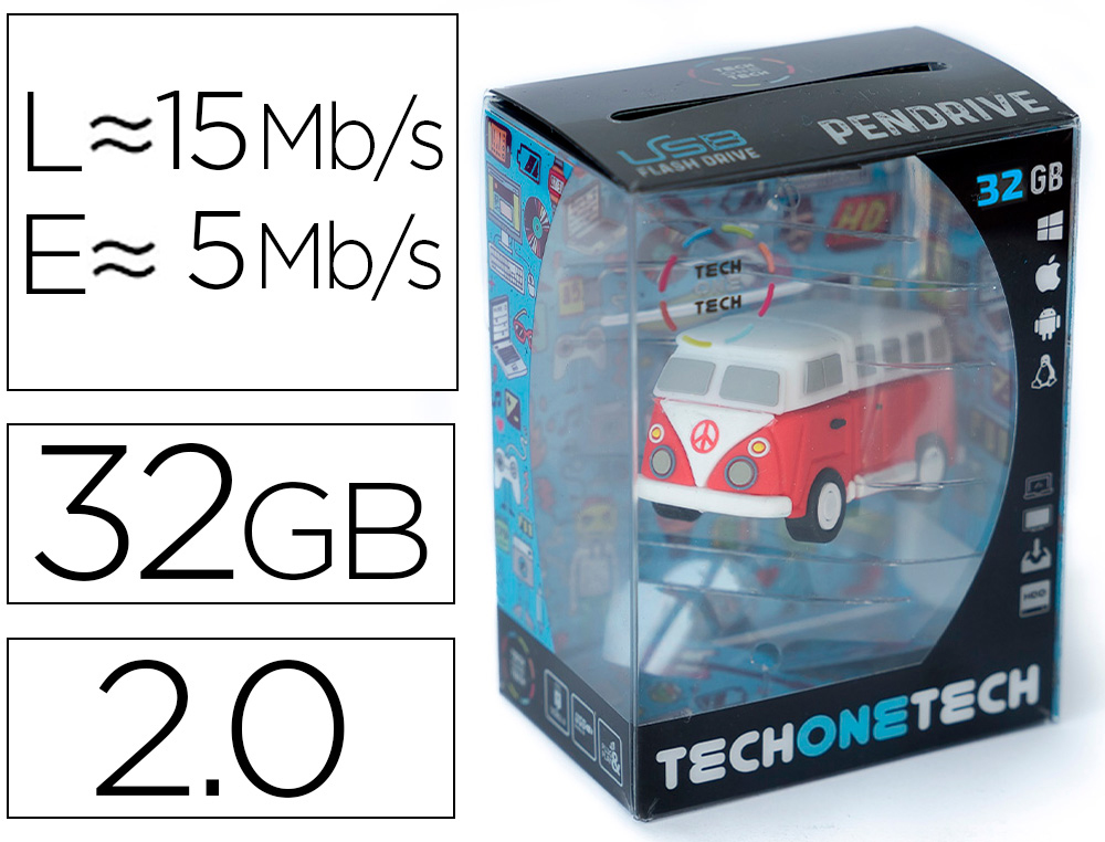 PEN DRIVE USB TECH ONE TECH HIPPY VAN BANG CAMPER 32 GB
