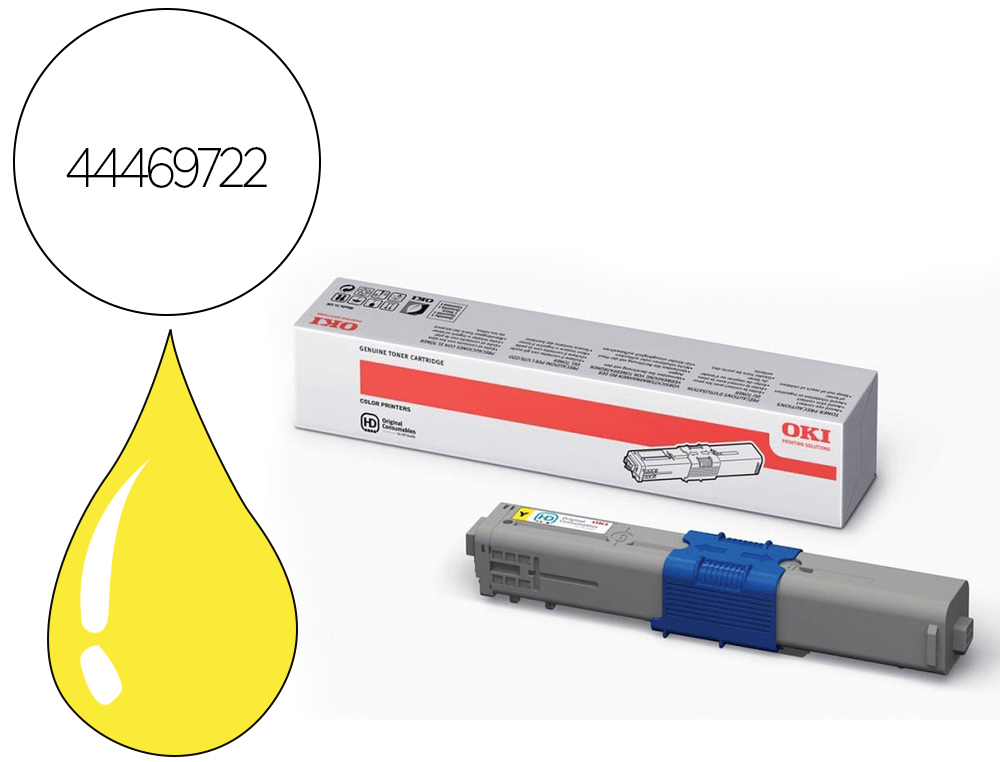 TONER OKI LASER MC562/C511 AMARELO 5000 PAGINAS