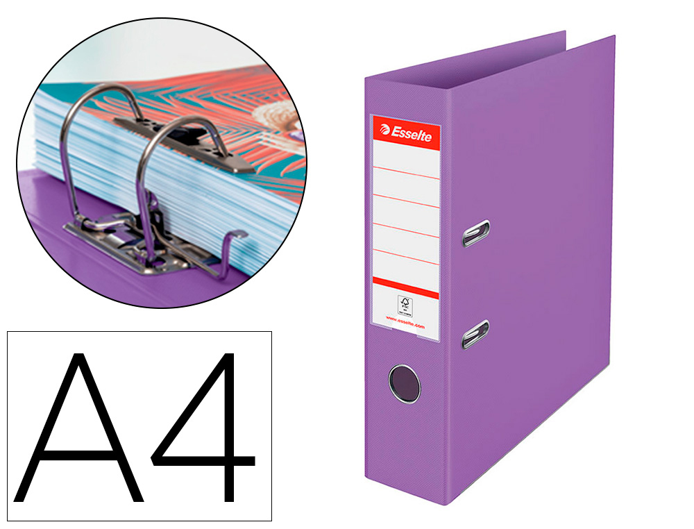 PASTA DE ARQUIVO DE ALAVANCA ESSELTE COLOUR BREEZE CARTAO FORRADO PVC DIN A4 LOMBADA 75 MM COR MALVA