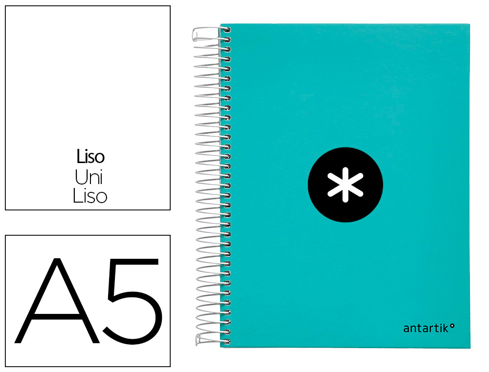 CADERNO ESPIRAL DIN A5 ANTARTIK CAPA FORRADA 120 F 100 GR LISO 5 MM 5 BANDAS COR MENTA