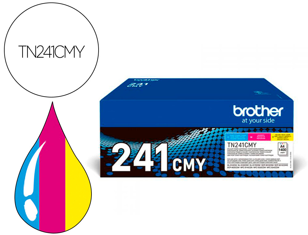 TONER BROTHER TN241CMY HL3140 / 3170 / 3150 / DCP9020 / MFC9140 / 9330 / 9340 CIAN MAGENTA AMARELO 1500 PAGINAS