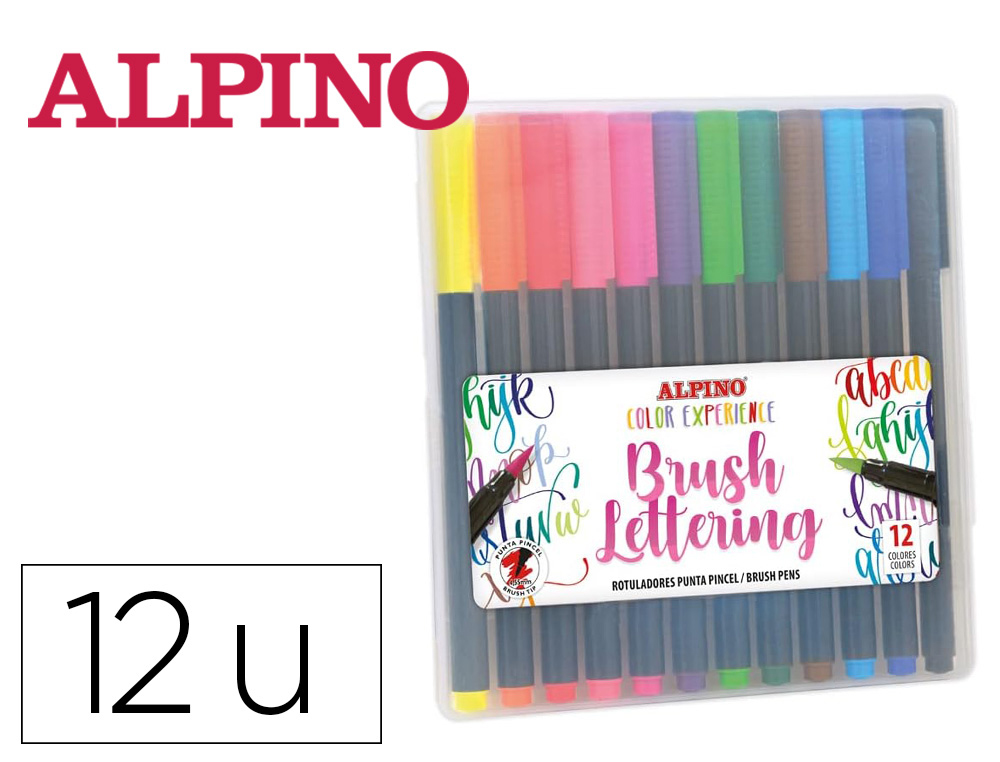 MARCADOR ALPINO PONTA DE PINCEL LETTERING ESTOJO DE 12 UNIDADES CORES SORTIDAS