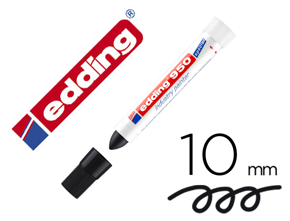 MARCADOR PERMANENTE EDDING 950 PASTA OPACA PRETA PONTA REDONDA 10 MM PARA SUPERFÍCIES ENFERRUJADAS/RUGOSAS