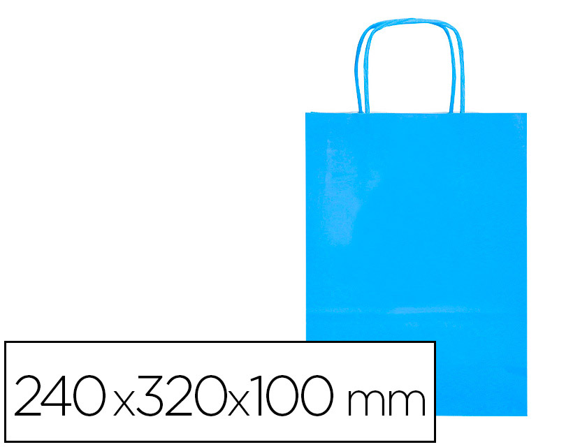 SACO DE PAPEL Q-CONNECT CELULOSE CELESTE S COM ASA TORCIDA 240X320X100 MM