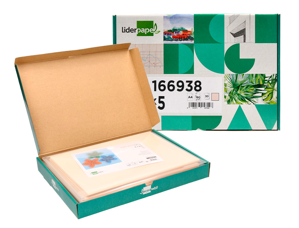 CARTOLINA LIDERPAPEL A4 180 GR CREME PACK DE 25+5 FOLHAS
