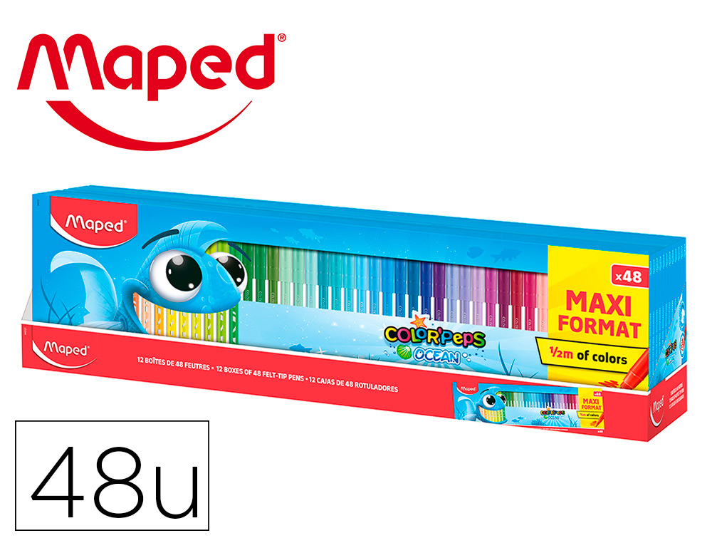 MARCADOR MAPED COLOR PEPS OCEAN CAIXA DE 48 UNIDADES CORES SORTIDAS
