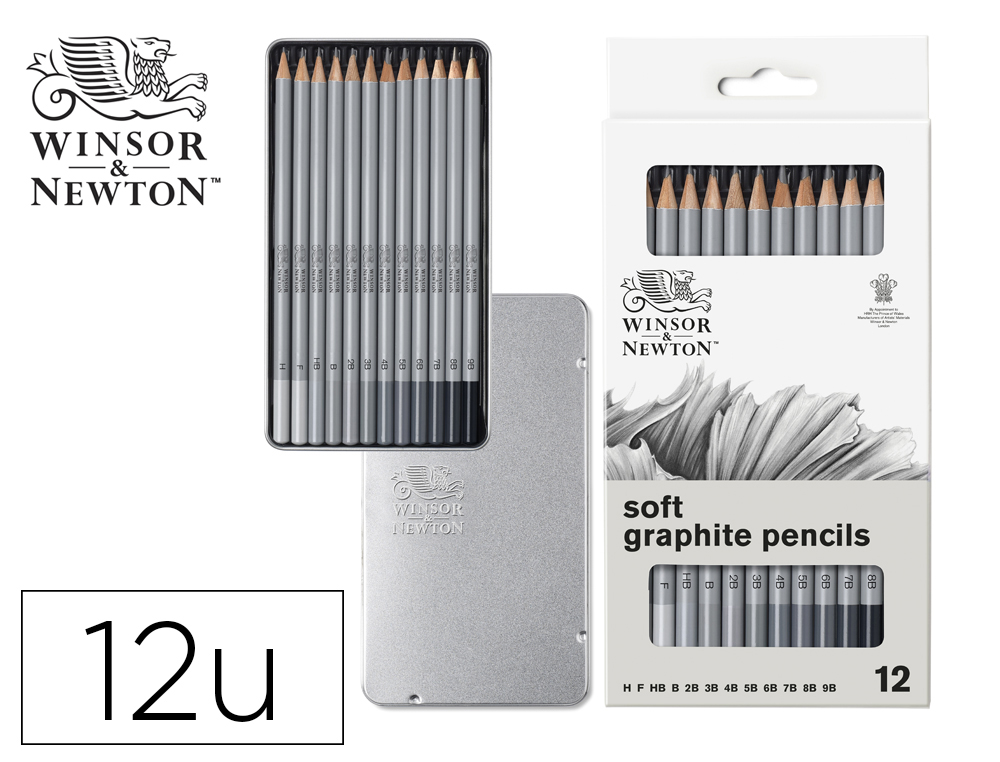 LAPIS DE GRAFITE WINSOR&NEWTON STUDIO COLLECTION CAIXA METALICA COM 12 UNIDADES GRADUACOES SUAVES SORTIDAS