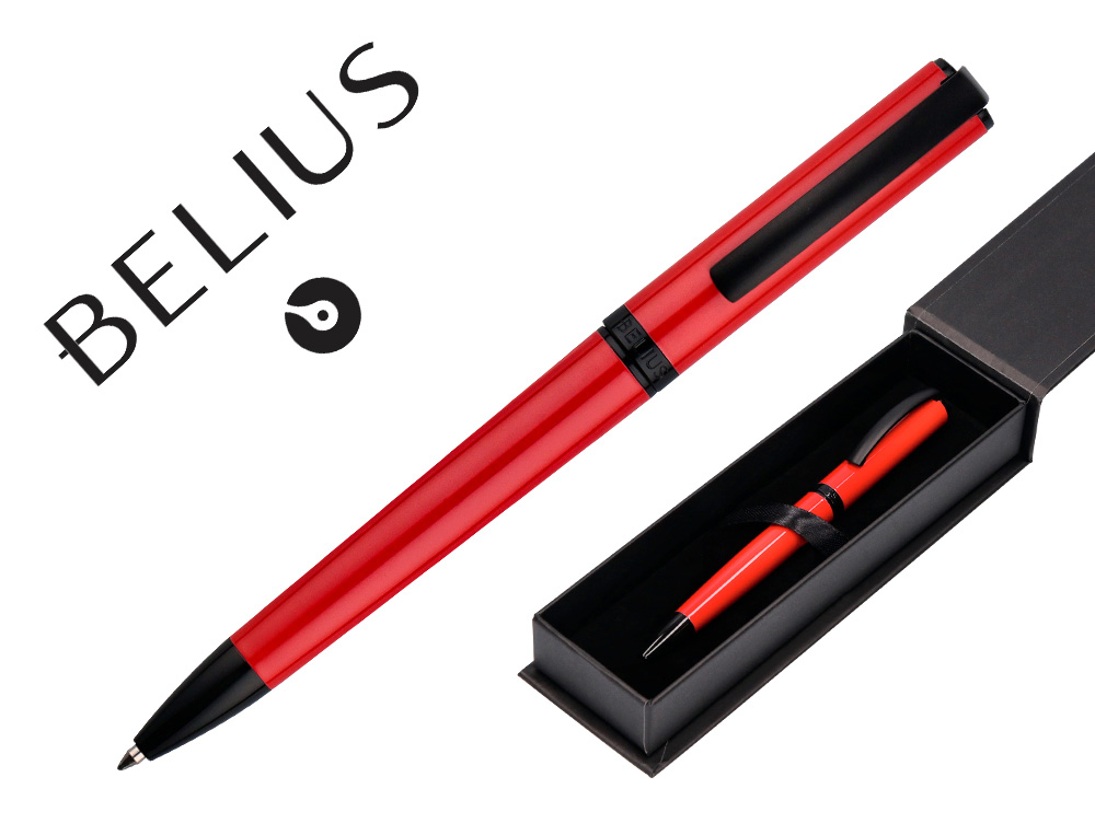 ESFEROGRAFICA BELIUS TURBO ALUMINIO DESENHO VERMELHO E PRETO TINTA AZUL CAIXA DESIGN