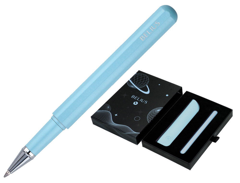 ROLLER E BOLSA EM IMITACAO PELE BELIUS SPACE B DESENHO MINIMALISTA AZUL TINTA AZUL CAIXA DESIGN