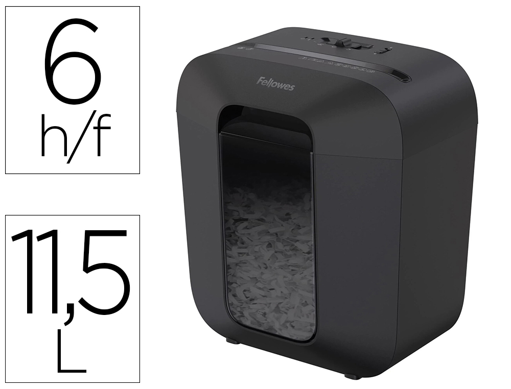 DESTRUIDORA DE DOCUMENTOS FELLOWES LX25 CAPACIDADE 6H SEGURANCA P4 AGRAFES CLIPS E CARTOES CESTO 11,5 L