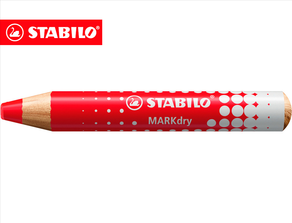 LAPIS MARCADOR EM SECO STABILO MARKDRY PARA QUADRO BRANCO COR VERMELHO CAIXA DE 5 UNIDADES