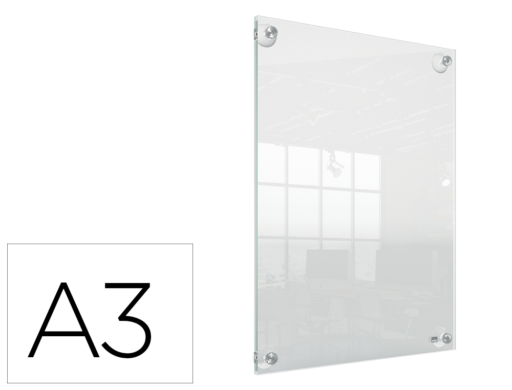 MOLDURA PORTA ANUNCIOS NOBO ACRILICO TRANSPARENTE DE PAREDE AMOVIVEL DIN A3 SEM MOLDURA 348X24X471 MM