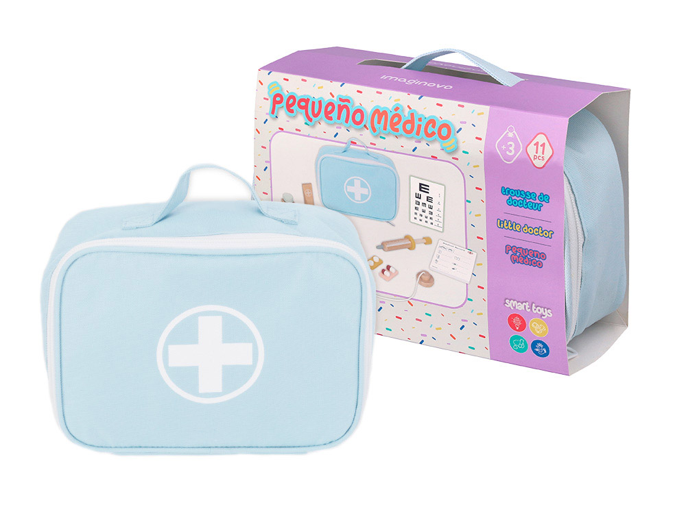 JOGO INFANTIL IMAGINOVO MADEIRA MALA DE MEDICO +3 ANOS 11 PECAS 24,5X18X10CM