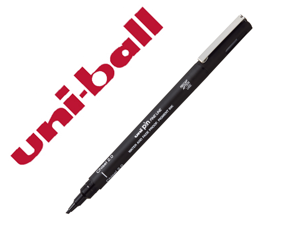 ROTULADOR UNIBALL PIN CALIBRADO PUNTA BISELADA 2 MM COLOR NEGRO