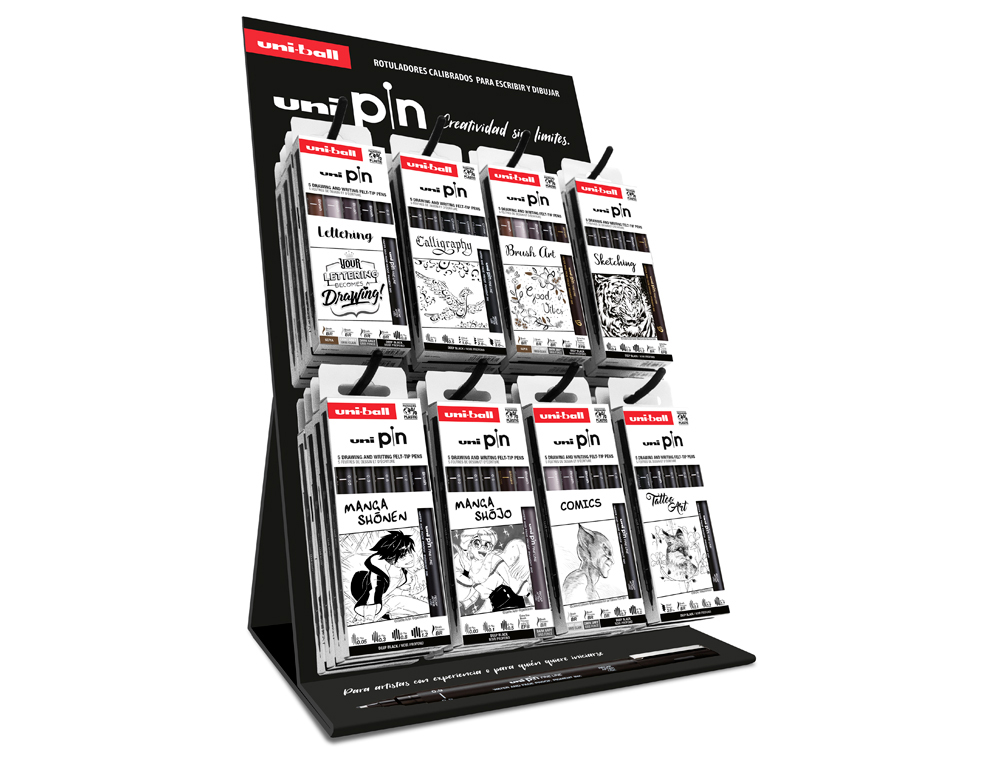 ROTULADOR UNIBALL PIN EXPOSITOR DE 32 BLISTER SURTIDOS