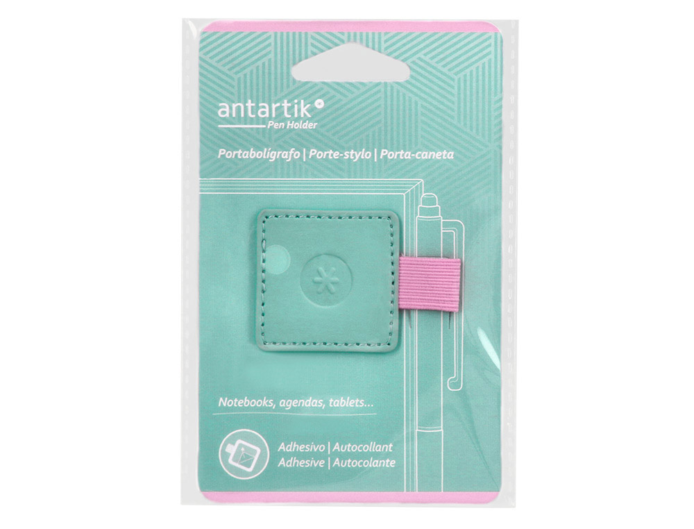 PORTABOLIGRAFO AUTOADHESIVO ANTARTIK PARA CUADERNO NOTE CON ELASTICO HASTA 15 MM GROSOR 80 MM TURQUESA Y ROSA