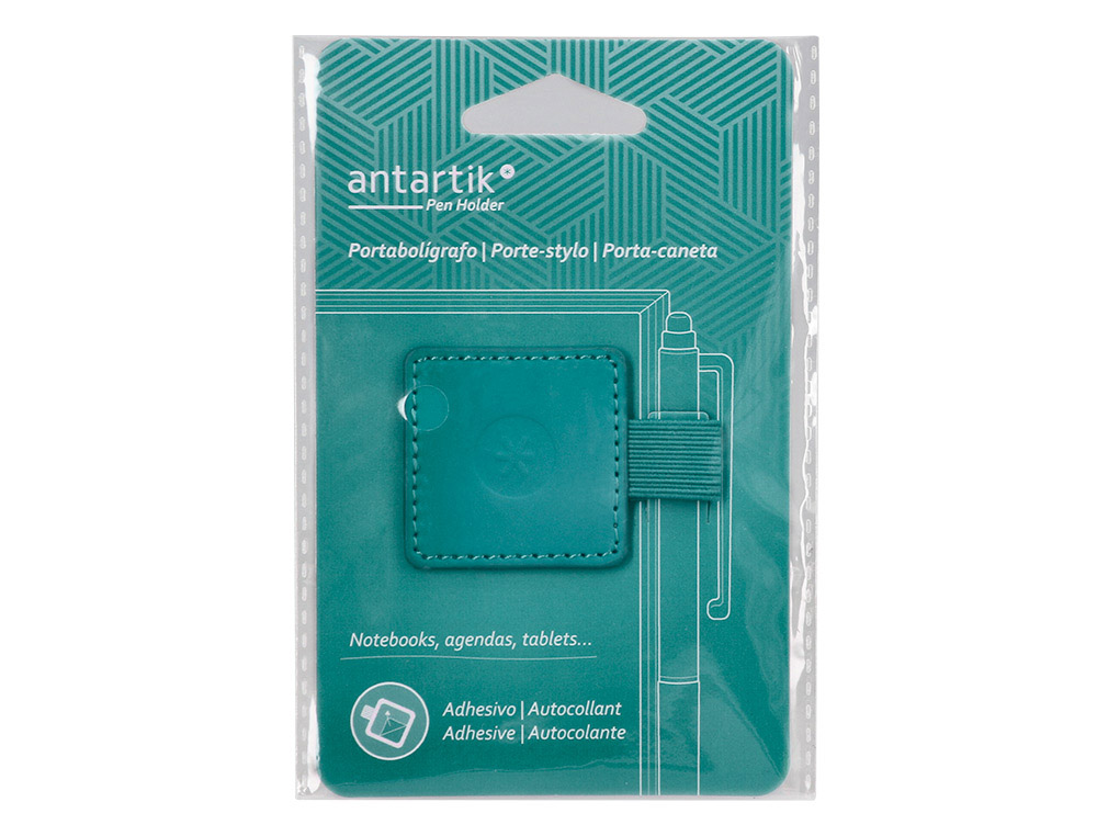 PORTABOLIGRAFO AUTOADHESIVO ANTARTIK PARA CUADERNO NOTE CON ELASTICO HASTA 15 MM GROSOR 80 MM VERDE AGUAMARINA