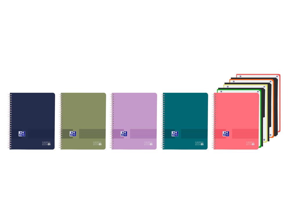 CADERNO ESPIRAL OXFORD EUROPEANBOOK 4 LIVE&GO CAPA PLSTICO DIN A4+ 120 FOLHAS COM SEPARADORES CORES VIVAS