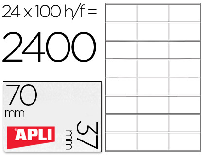 ETIQUETAS ADESIVAS APLI DIN A4 70 X 37 MM
