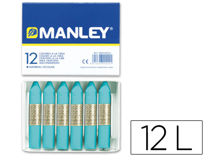 LAPIS DE CERA MANLEY UNICOLOR AZUL TURQUESA CAIXA DE 12 N.16