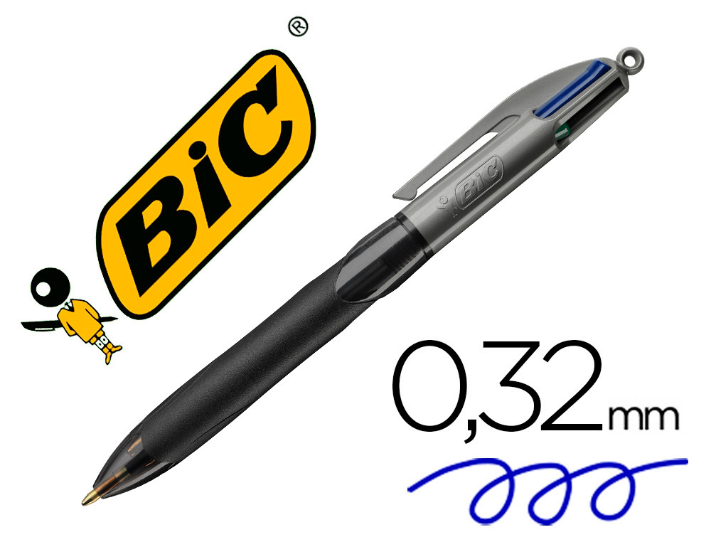 ESFEROGRAFICA BIC QUATRO CORES COM GRIP CORE PRETO PONTA 1,3 MM