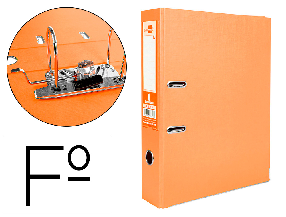 PASTA DE ARQUIVO DE ALAVANCA LIDERPAPEL DOCUMENTA PVC FOLIO LOMBADA 75 MM LARANJA