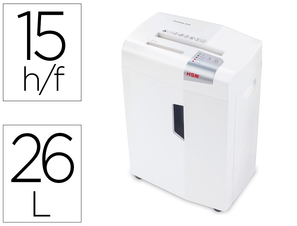 DESTRUIDORA DE DOCUMENTOS HSM SHREDSTAR X15 CAPACIDADE DE CORTE 15 FOLHAS EM PARTICULAS DESTROI AGRAFES CLIPS CD E CARTO