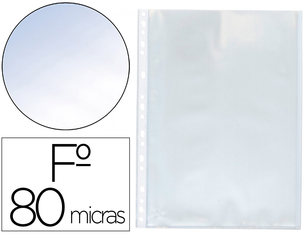 BOLSA CATALOGO/MICA Q-CONNECT FOLIO 80 MICRONS CRISTAL CAIXA DE 100 UNIDADES
