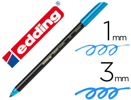 MARCADOR EDDING 1200 PONTA DE FIBRA REDONDA TRACO 1-3 MM N.73 AZUL METALIZADO