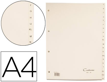 SEPARADOR CARTONEX DE CARTOLINA ALFABETICO A-Z