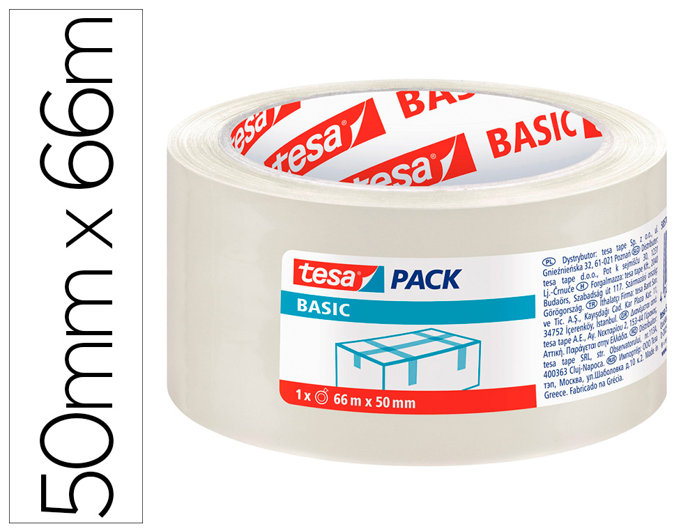 FITA ADESIVA TESA POLIPROPILENO TRANSPARENTE BASIC 66 MT X 50 MM