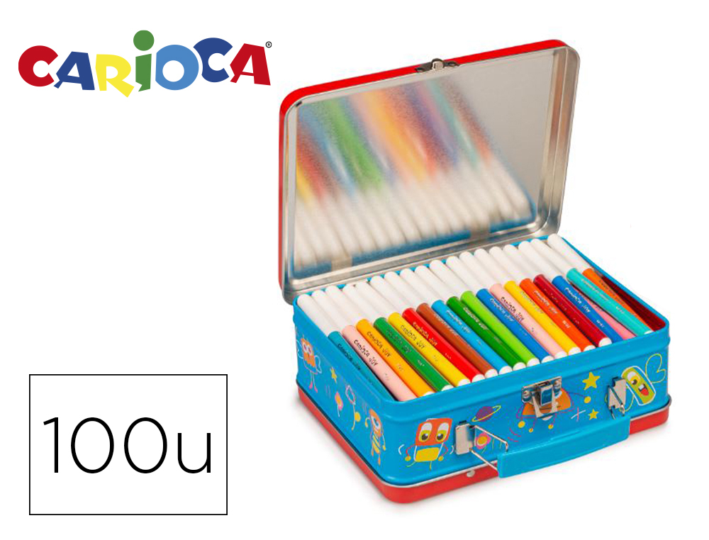MARCADOR CARIOCA COR KIT CAIXA METALICA DE 100 UNIDADES SORTIDAS + ALBUM CORIR