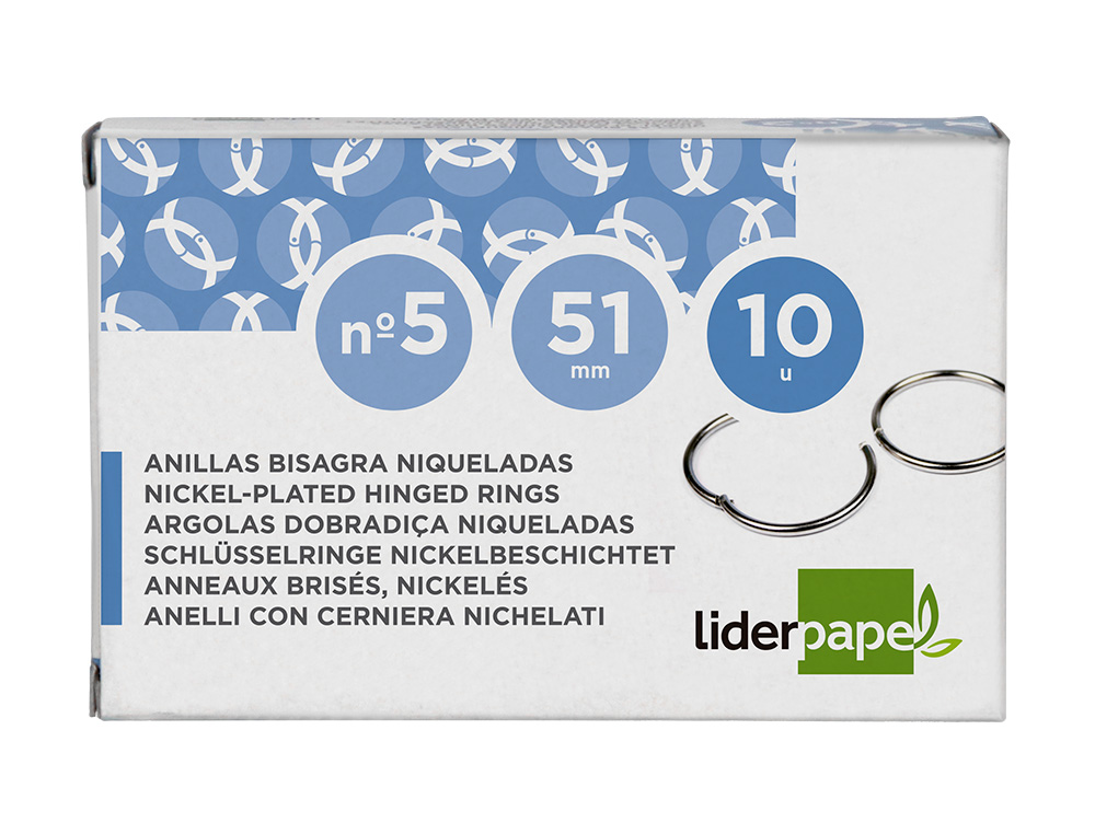 ARGOLAS NIQUELADAS, N. 5, 51 M M, CAIXA COM 10 UNIDADES