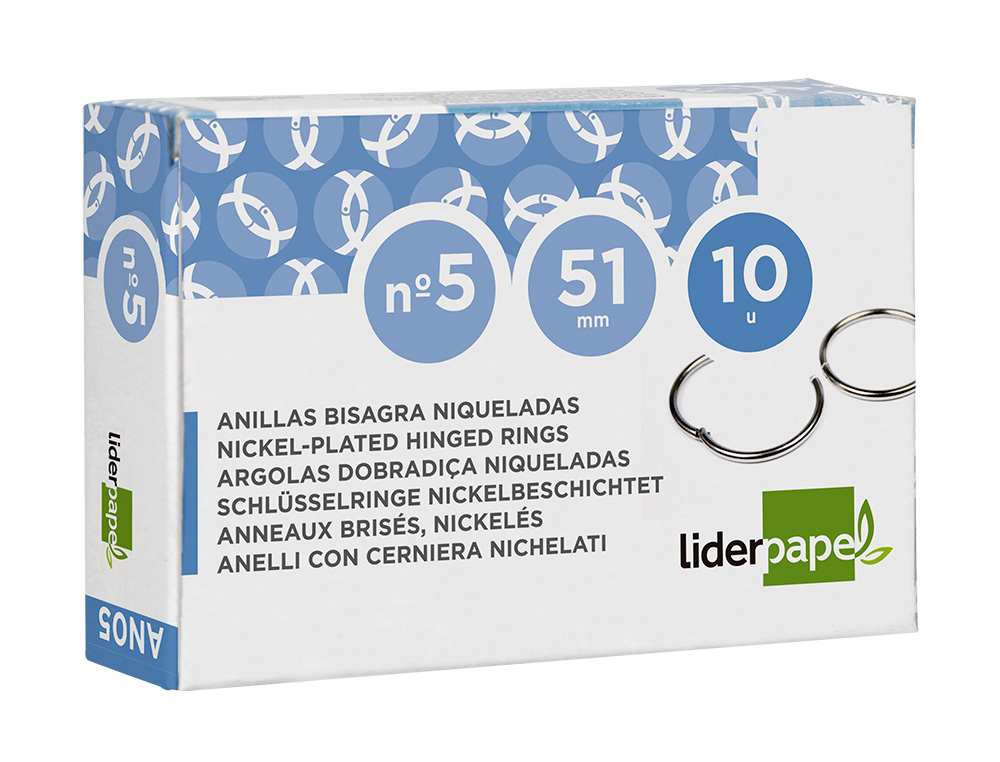 ARGOLAS NIQUELADAS, N. 5, 51 M M, CAIXA COM 10 UNIDADES