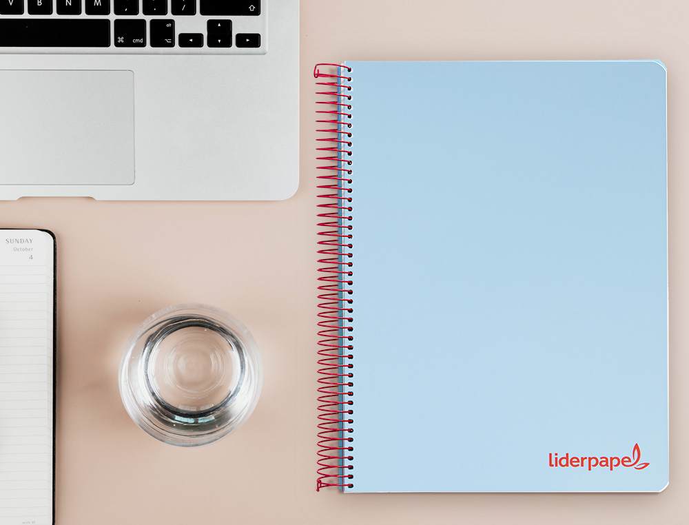 CADERNO ESPIRAL LIDERPAPEL WONDER MICRO DIN A4 CAPA PLASTICO 120 F 90 GR QUADRICULA 5 MM 5 BANDAS DE CORES 4 FUROS AZUL