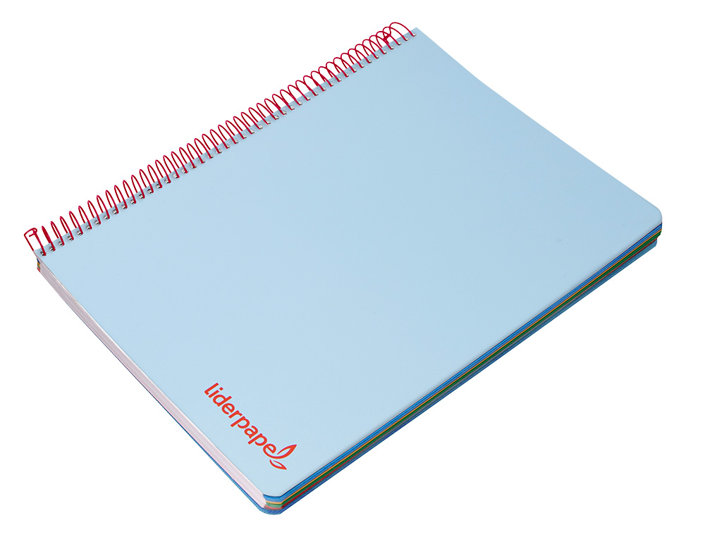 CADERNO ESPIRAL LIDERPAPEL WONDER MICRO DIN A4 CAPA PLASTICO 120 F 90 GR QUADRICULA 5 MM 5 BANDAS DE CORES 4 FUROS AZUL