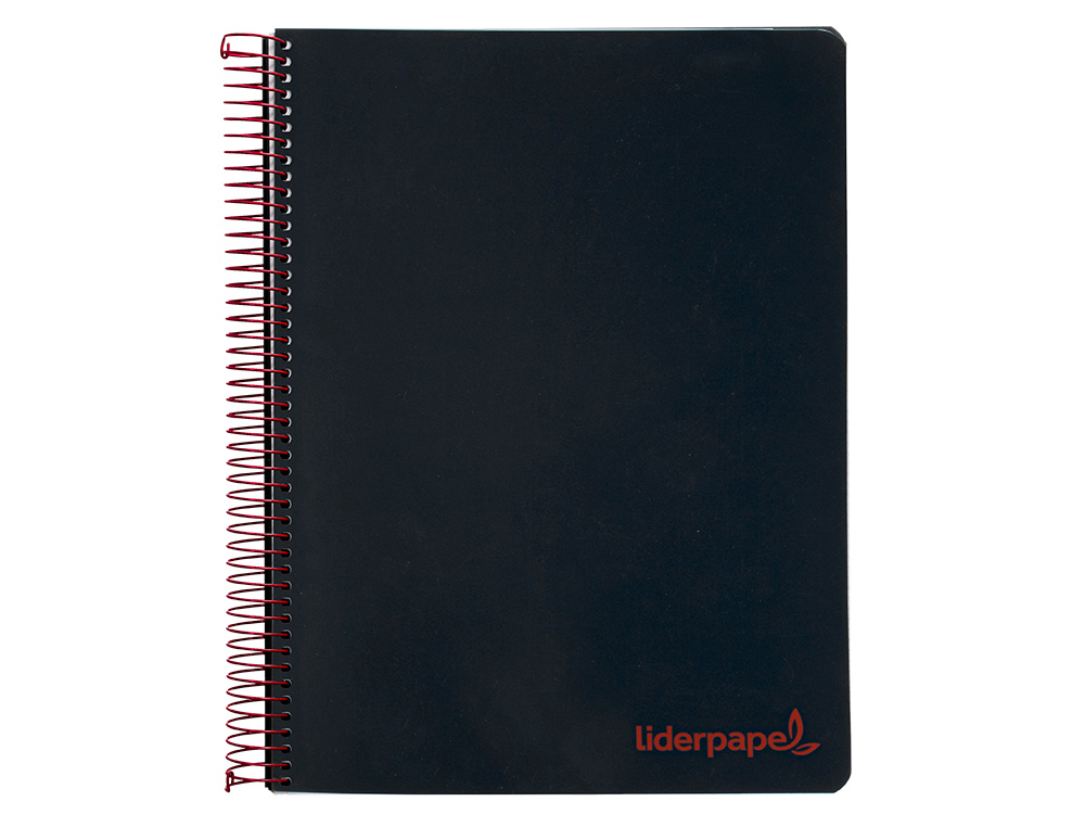 CADERNO ESPIRAL LIDERPAPEL WONDER MICRO DIN A5 CAPA PLASTICO 120 F 90 GR QUADRICULA 5MM 5 BANDAS DE CORES 6 FUROS PRETO