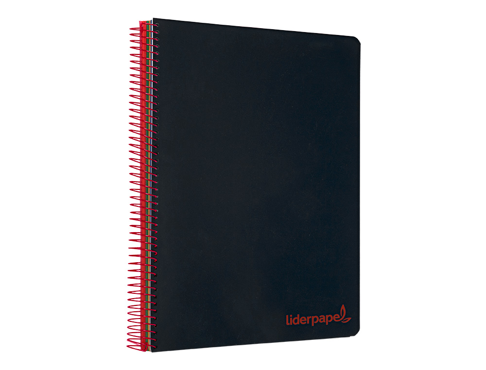 CADERNO ESPIRAL LIDERPAPEL WONDER MICRO DIN A5 CAPA PLASTICO 120 F 90 GR QUADRICULA 5MM 5 BANDAS DE CORES 6 FUROS PRETO
