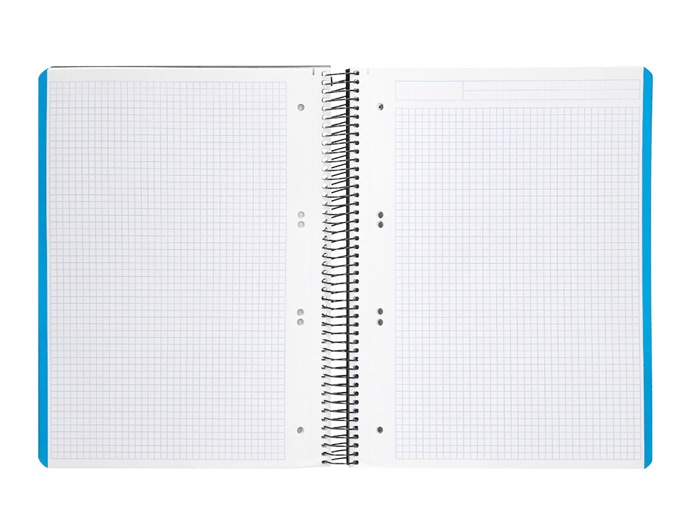 CADERNO ESPIRAL LIDERPAPEL WONDER MICRO DIN A5 CAPA PLASTICO 120 F 90 GR QUADRICULA 5MM 5 BANDAS DE CORES 6 FUROS PRETO